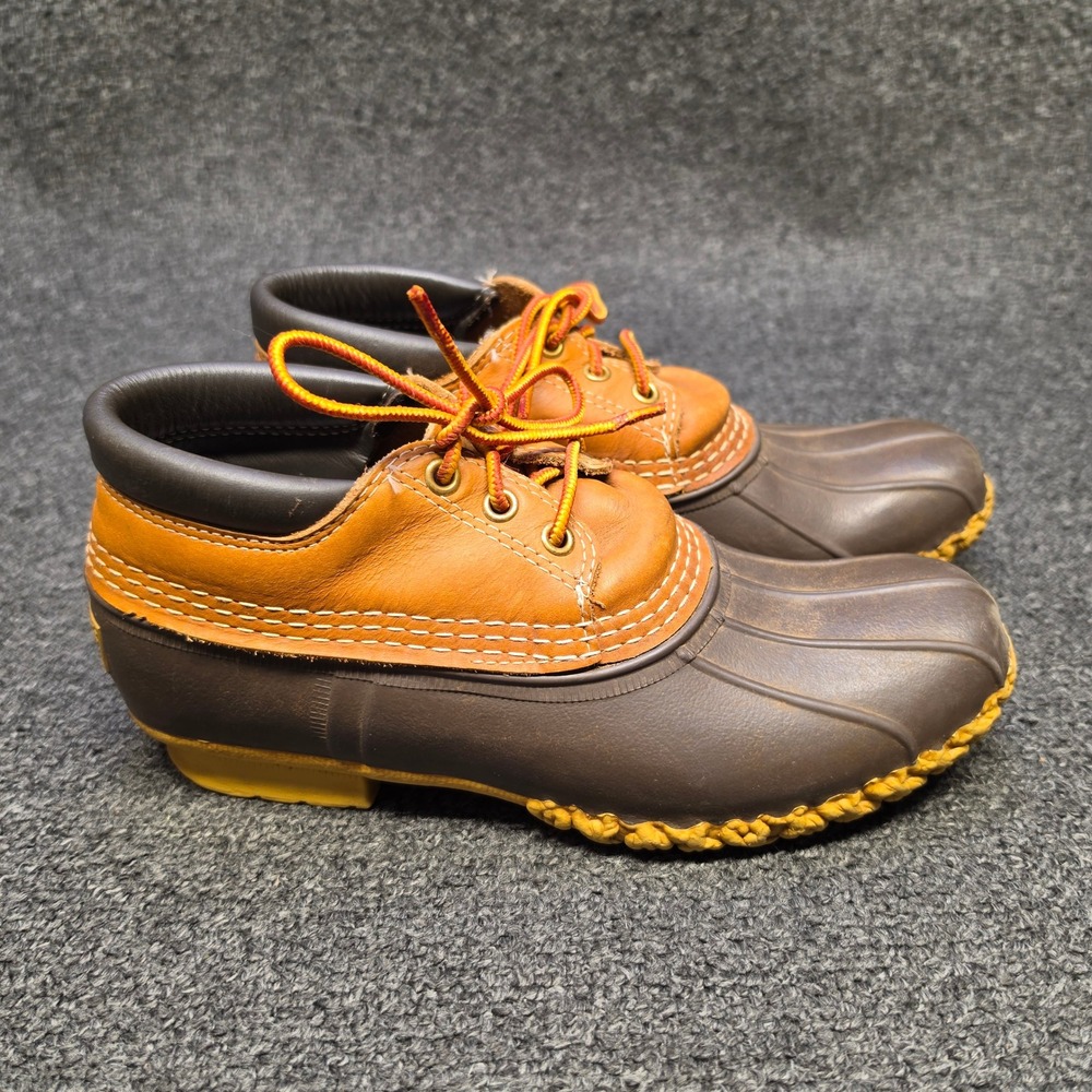 VTG LL Bean Duck Boots Brown Womens 8 N Waterproof Low Top Gum Shoes Leather